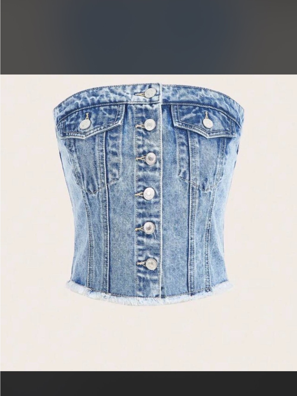 SHEIN Light Blue Denim Strapless Corset Top